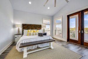 A Panama City Beach vacation rental bedroom to relax in after racing go-karts.