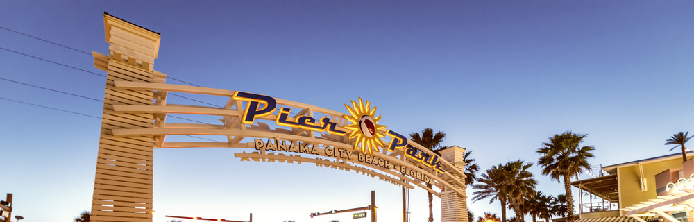 The sign for Pier Park, an attraction on the west side of Panama City Beach.